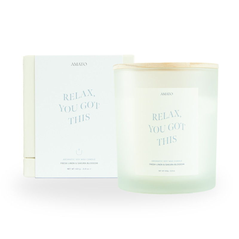 Grande bougie parfumée 'relax you got this' - Fresh linen & sakura blossom