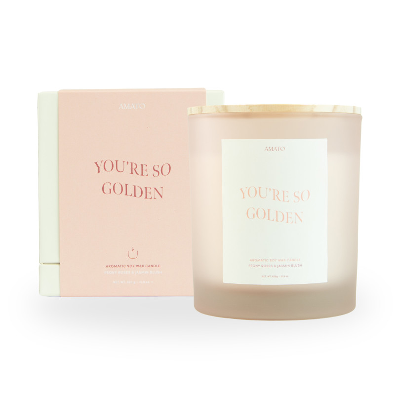 Grande bougie parfumée 'you're so golden' - Peony roses & jasmin blush