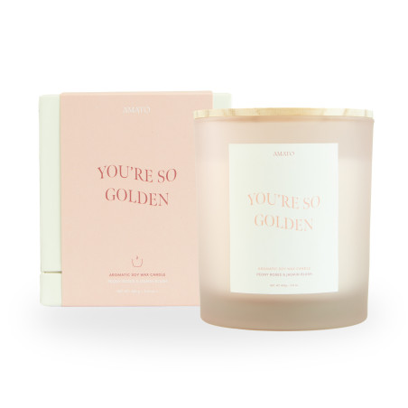 Grande bougie parfumée 'you're so golden' - Peony roses & jasmin blush